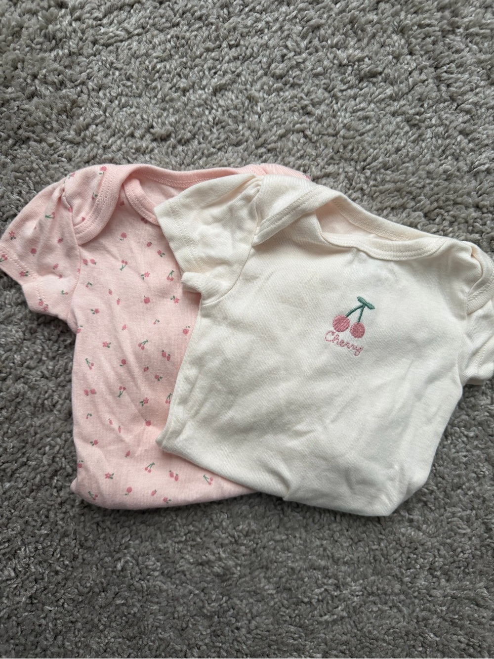Carter's Pink & Cream Cherry Short-Sleeve Bodysuit Set